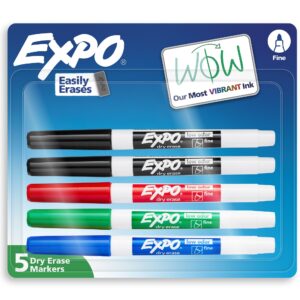 EXPO Dry Erase Markers, Fine Tip, Assorted Colors, 5 Count - Image 1