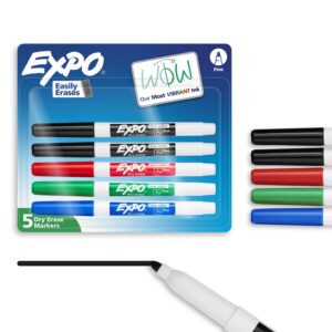 EXPO Dry Erase Markers, Fine Tip, Assorted Colors, 5 Count - Image 2