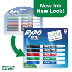 EXPO Dry Erase Markers, Fine Tip, Assorted Colors, 5 Count - Image 3