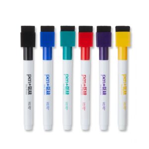 Pen+Gear Magnetic Dry Erase Markers with Eraser, Assorted Ink Colors, Fine Tip, 6 Count - Image 3
