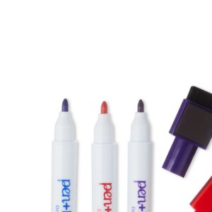 Pen+Gear Magnetic Dry Erase Markers with Eraser, Assorted Ink Colors, Fine Tip, 6 Count - Image 4