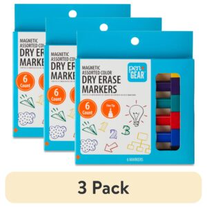 Pen+Gear Magnetic Dry Erase Markers with Eraser, Assorted Ink Colors, Fine Tip, 6 Count - Image 6