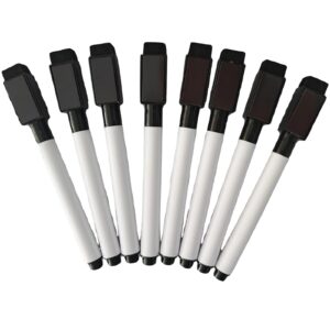 LKXGBMY 8 Pcs Black Magnetic Dry Erase Markers with Eraser Cap, White Board Mini Dry Erase Markers Bulk, Fine Point Tip Student White Board Markers for Teachers Office Supplies - Image 4