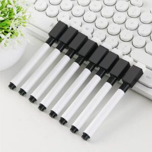 LKXGBMY 8 Pcs Black Magnetic Dry Erase Markers with Eraser Cap, White Board Mini Dry Erase Markers Bulk, Fine Point Tip Student White Board Markers for Teachers Office Supplies - Image 5