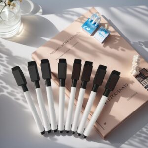 LKXGBMY 8 Pcs Black Magnetic Dry Erase Markers with Eraser Cap, White Board Mini Dry Erase Markers Bulk, Fine Point Tip Student White Board Markers for Teachers Office Supplies - Image 7
