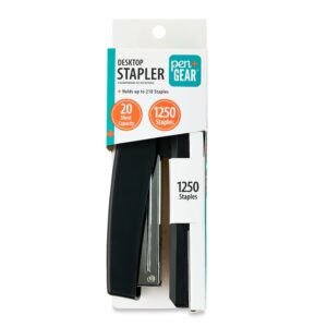 Pen + Gear 20-Sheet Desktop Stapler with 1250 Staples,Black,Manual