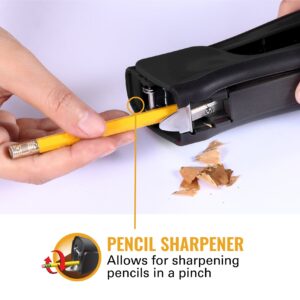 Bostitch Eco-Friendly 4-in-1 Manual Standup Stapler, Built-in Remover, Pencil Sharpener and Staple Storage.