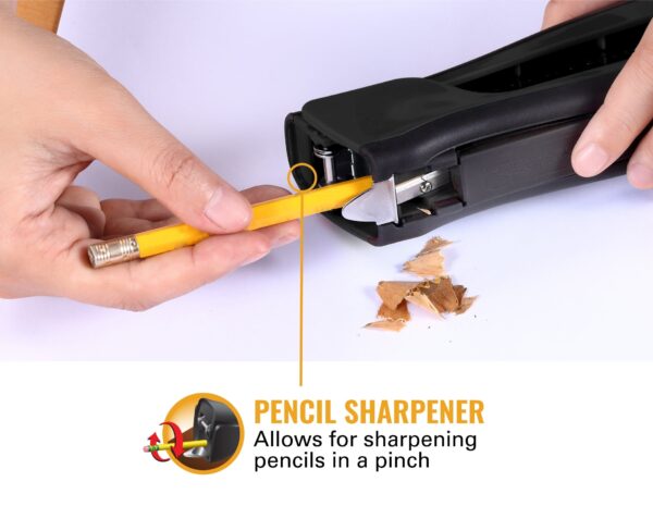 Bostitch Eco-Friendly 4-in-1 Manual Standup Stapler, Built-in Remover, Pencil Sharpener and Staple Storage.