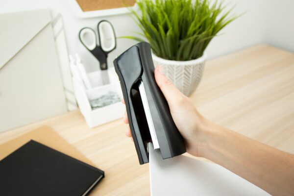 Bostitch Eco-Friendly 4-in-1 Manual Standup Stapler, Built-in Remover, Pencil Sharpener and Staple Storage.