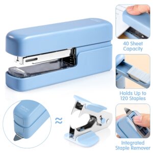 Deli 40 Sheet Stapler, Desktop Staplers with Integrated Staple Remover, Office Stapler, Blue