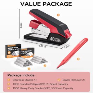 Effortless Stapler for Desk with 40-50 Sheet Capacity, 2000 Staples, 1-Touch Stapling, Ergonomic & Easy to Load Desktop Staplers, Heavy Duty Stapler, and Magnetic Staple Remover, Black - Image 10