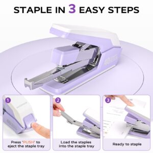 Effortless Stapler for Desk with 40-50 Sheet Capacity, 2000 Staples, 1-Touch Stapling, Ergonomic & Easy to Load Desktop Staplers, Heavy Duty Stapler, and Magnetic Staple Remover, Black - Image 19