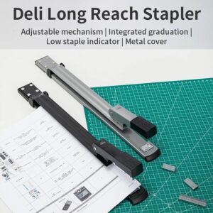 Long Reach Stapler Heavy Duty Stapler with Middle Seam, Built-in Ruler 12.20 in and 25 Sheets Capacity,Black - Image 2