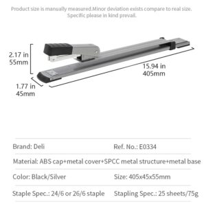 Long Reach Stapler Heavy Duty Stapler with Middle Seam, Built-in Ruler 12.20 in and 25 Sheets Capacity,Black - Image 3