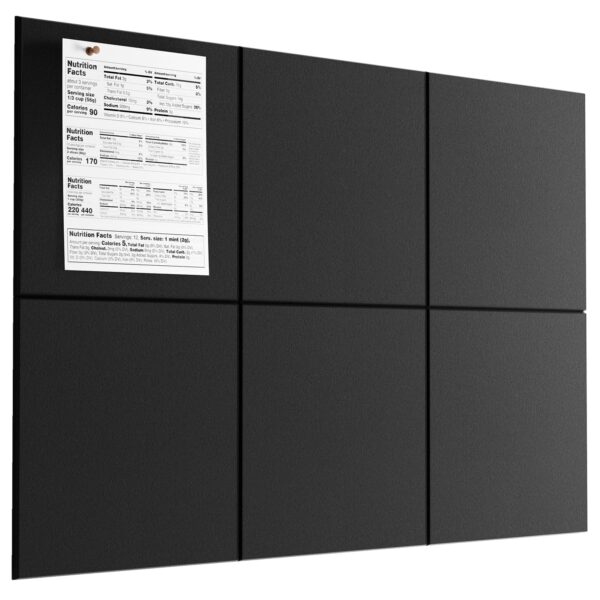 MaxGear Large Cork Board for Wall 36″ x 24″, Black Bulletin Board, 6 Pack Felt Wall Tiles with Pushpins
