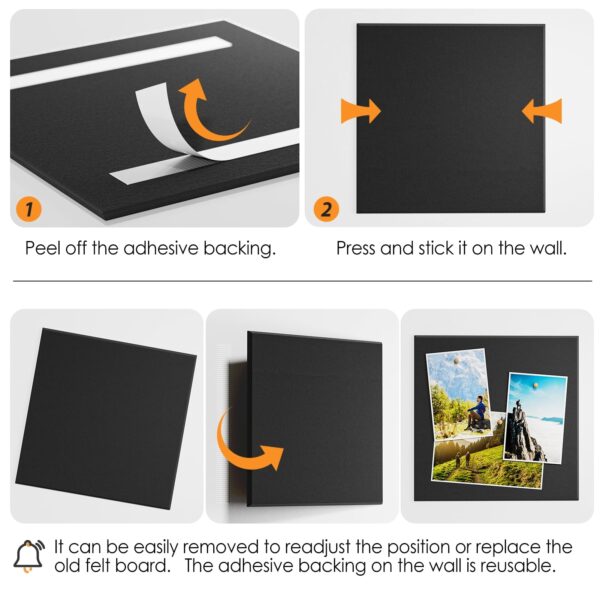MaxGear Large Cork Board for Wall 36″ x 24″, Black Bulletin Board, 6 Pack Felt Wall Tiles with Pushpins