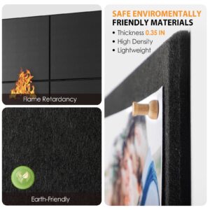 MaxGear Large Cork Board for Wall 36″ x 24″, Black Bulletin Board, 6 Pack Felt Wall Tiles with Pushpins
