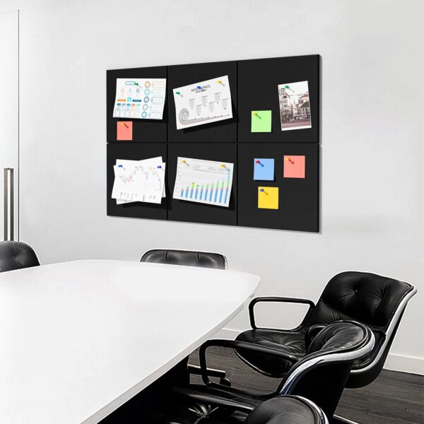 MaxGear Large Cork Board for Wall 36″ x 24″, Black Bulletin Board, 6 Pack Felt Wall Tiles with Pushpins