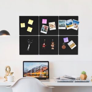 MaxGear Large Cork Board for Wall 36″ x 24″, Black Bulletin Board, 6 Pack Felt Wall Tiles with Pushpins