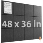 MaxGear Large Cork Board for Wall 48″ x 36″, 12 Pack Felt Wall Tiles with Pushpins, Dark Gray Bulletin Board, Pin Board Tack Board for Office, Home, Decoration