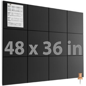 MaxGear Large Cork Board for Wall 48″ x 36″, 12 Pack Felt Wall Tiles with Pushpins, Dark Gray Bulletin Board, Pin Board Tack Board for Office, Home, Decoration