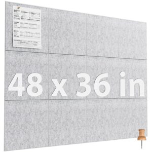 MaxGear Large Cork Board for Wall 48″ x 36″, 12 Pack Felt Wall Tiles with Pushpins, Dark Gray Bulletin Board, Pin Board Tack Board for Office, Home, Decoration
