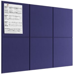 MaxGear Large Cork Board for Wall 36″ x 24″, Dark Blue Bulletin Board, 6 Pack Felt Wall Tiles with Pushpins
