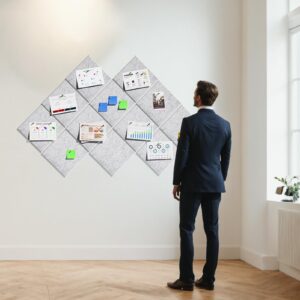 MaxGear Large Cork Board for Wall 48″ x 36″, 12 Pack Felt Wall Tiles with Pushpins, Dark Gray Bulletin Board, Pin Board Tack Board for Office, Home, Decoration
