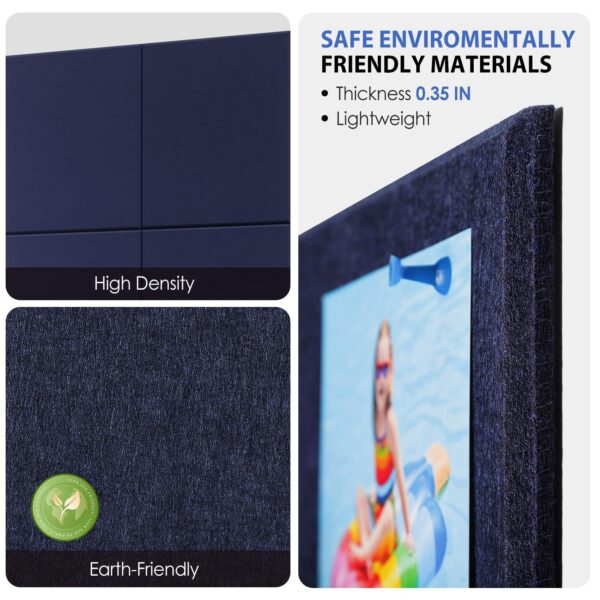 MaxGear Large Cork Board for Wall 36″ x 24″, Dark Blue Bulletin Board, 6 Pack Felt Wall Tiles with Pushpins