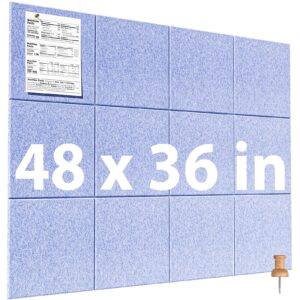 MaxGear Large Cork Board for Wall 48″ x 36″, 12 Pack Felt Wall Tiles with Pushpins, Dark Gray Bulletin Board, Pin Board Tack Board for Office, Home, Decoration