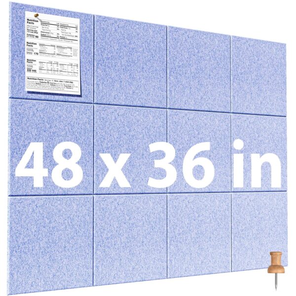 MaxGear Large Cork Board for Wall 48″ x 36″, 12 Pack Felt Wall Tiles with Pushpins, Dark Gray Bulletin Board, Pin Board Tack Board for Office, Home, Decoration