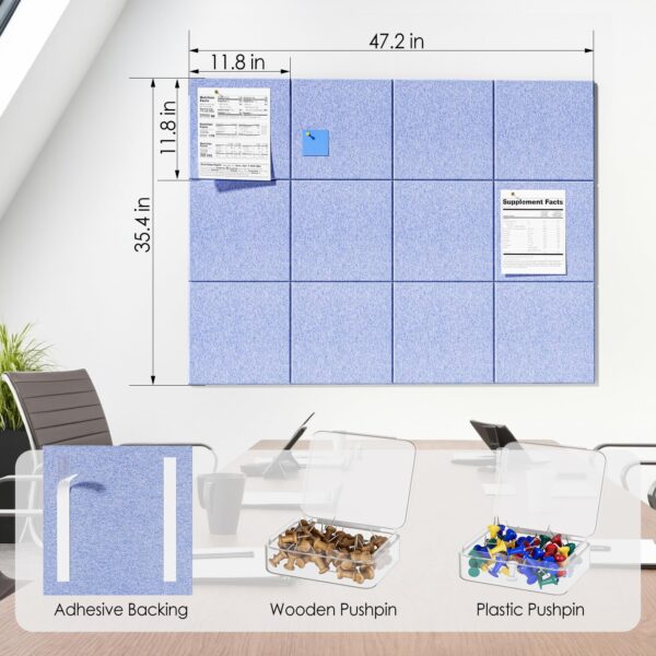 MaxGear Large Cork Board for Wall 48″ x 36″, 12 Pack Felt Wall Tiles with Pushpins, Dark Gray Bulletin Board, Pin Board Tack Board for Office, Home, Decoration