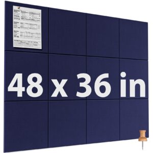 MaxGear Large Cork Board for Wall 48″ x 36″, 12 Pack Felt Wall Tiles with Pushpins, Dark Gray Bulletin Board, Pin Board Tack Board for Office, Home, Decoration