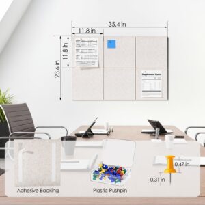 MaxGear Large Cork Board for Wall 36″ x 24″, Dark Blue Bulletin Board, 6 Pack Felt Wall Tiles with Pushpins