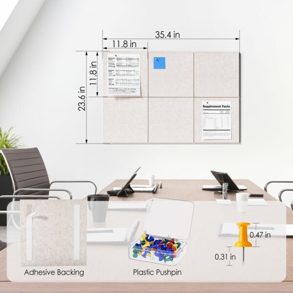 MaxGear Large Cork Board for Wall 36″ x 24″, Dark Blue Bulletin Board, 6 Pack Felt Wall Tiles with Pushpins
