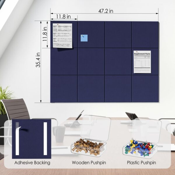 MaxGear Large Cork Board for Wall 48″ x 36″, 12 Pack Felt Wall Tiles with Pushpins, Dark Gray Bulletin Board, Pin Board Tack Board for Office, Home, Decoration