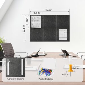 MaxGear Large Cork Board for Wall 36″ x 24″, Dark Blue Bulletin Board, 6 Pack Felt Wall Tiles with Pushpins