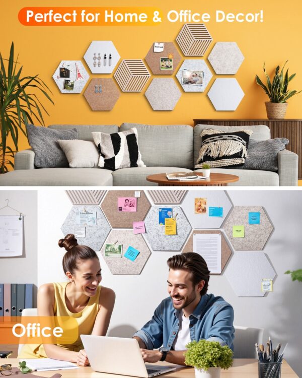 FOX FAIRY Hexagon Cork Boards for Walls Decor 10 pack with 50 Pins,Pin Board for Office,Home & Classroom Decor