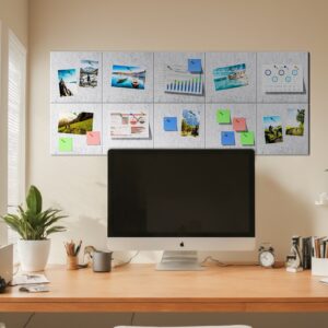 MaxGear Large Cork Board for Wall 36″ x 24″, Dark Blue Bulletin Board, 6 Pack Felt Wall Tiles with Pushpins