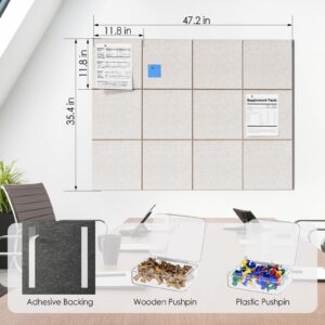 MaxGear Large Cork Board for Wall 48″ x 36″, 12 Pack Felt Wall Tiles with Pushpins, Dark Gray Bulletin Board, Pin Board Tack Board for Office, Home, Decoration