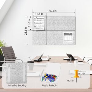 MaxGear Large Cork Board for Wall 36″ x 24″, Dark Blue Bulletin Board, 6 Pack Felt Wall Tiles with Pushpins