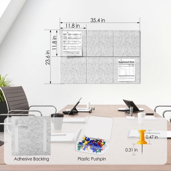 MaxGear Large Cork Board for Wall 36″ x 24″, Dark Blue Bulletin Board, 6 Pack Felt Wall Tiles with Pushpins