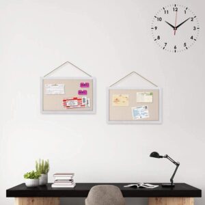 Sfugno Wood Bulletin Boards, 2-Pack Linen Wall Bulletin Board, Decorative Hanging Pin Board, Frame Cork Board Light Bulletin Boards for Home Kitchen Office