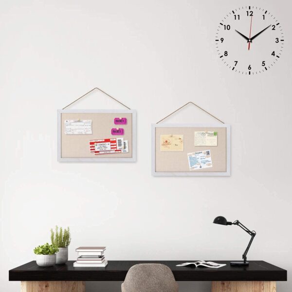 Sfugno Wood Bulletin Boards, 2-Pack Linen Wall Bulletin Board, Decorative Hanging Pin Board, Frame Cork Board Light Bulletin Boards for Home Kitchen Office