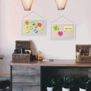 Sfugno Wood Bulletin Boards, 2-Pack Linen Wall Bulletin Board, Decorative Hanging Pin Board, Frame Cork Board Light Bulletin Boards for Home Kitchen Office