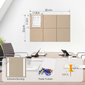 MaxGear Large Cork Board for Wall 36″ x 24″, Dark Blue Bulletin Board, 6 Pack Felt Wall Tiles with Pushpins