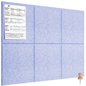 MaxGear Large Cork Board for Wall 36″ x 24″, Dark Blue Bulletin Board, 6 Pack Felt Wall Tiles with Pushpins