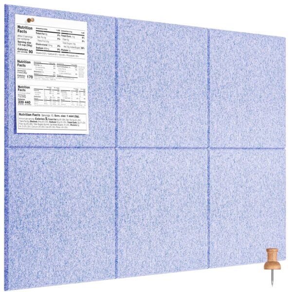 MaxGear Large Cork Board for Wall 36″ x 24″, Dark Blue Bulletin Board, 6 Pack Felt Wall Tiles with Pushpins
