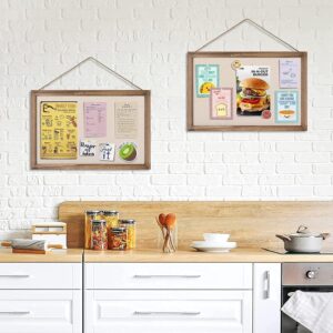 Sfugno Wood Bulletin Boards, 2-Pack Linen Wall Bulletin Board, Decorative Hanging Pin Board, Frame Cork Board Light Bulletin Boards for Home Kitchen Office
