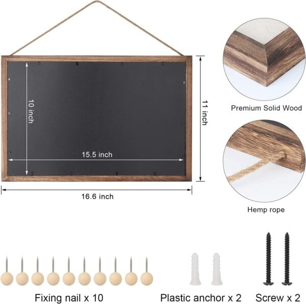 Sfugno Wood Bulletin Boards, 2-Pack Linen Wall Bulletin Board, Decorative Hanging Pin Board, Frame Cork Board Light Bulletin Boards for Home Kitchen Office